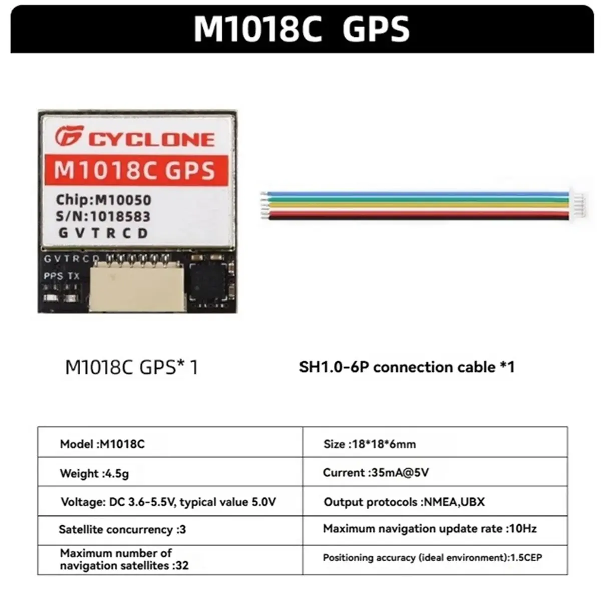 AAAE M1018C M10 GPS Module Integrated Compass NMEA UBX Protocol for FPV RC Drone Airplane Helicopter Quadcopter