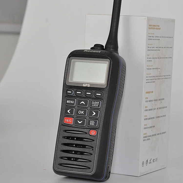 Impermeável VHF Handheld Marine Radio, prático, portátil, built-in, GPS, DSC, MOB, RS-38M, Interphone, IPX7