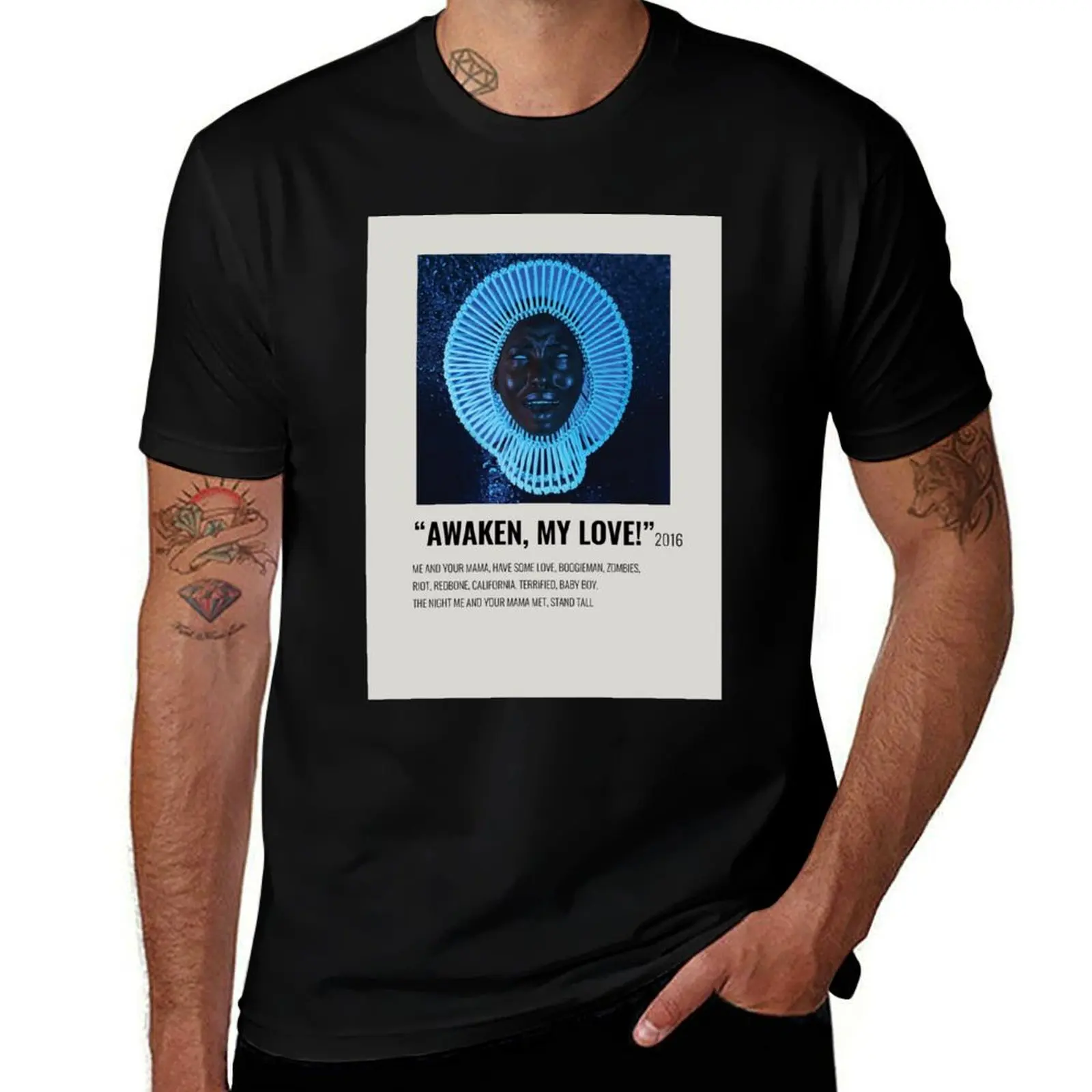 Awaken My Love T-Shirt Simple Solid Color Crew Neck Tee T-Shirt