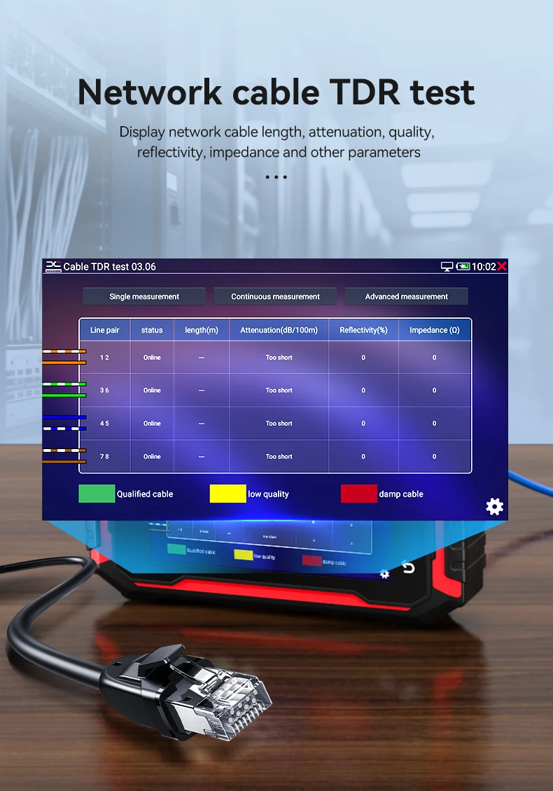 NOYAFA IPC725-1CCTV Netzwerkkabeltester mit HD-Touchscreen-Monitor für PoE, VFL, OPM, TDR, Pegelmessgerät, IP-Such- und Scanfunktion, Kabelverfolgung – Detail 11