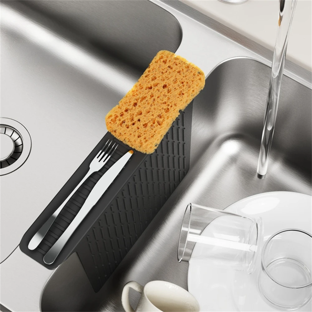 1Pc Silicone Sink Saddle Mat For Double Basin Heat Resistant Kitchen Sink Protector Divider Pad With Non-Slip Grip Kitchen Tool