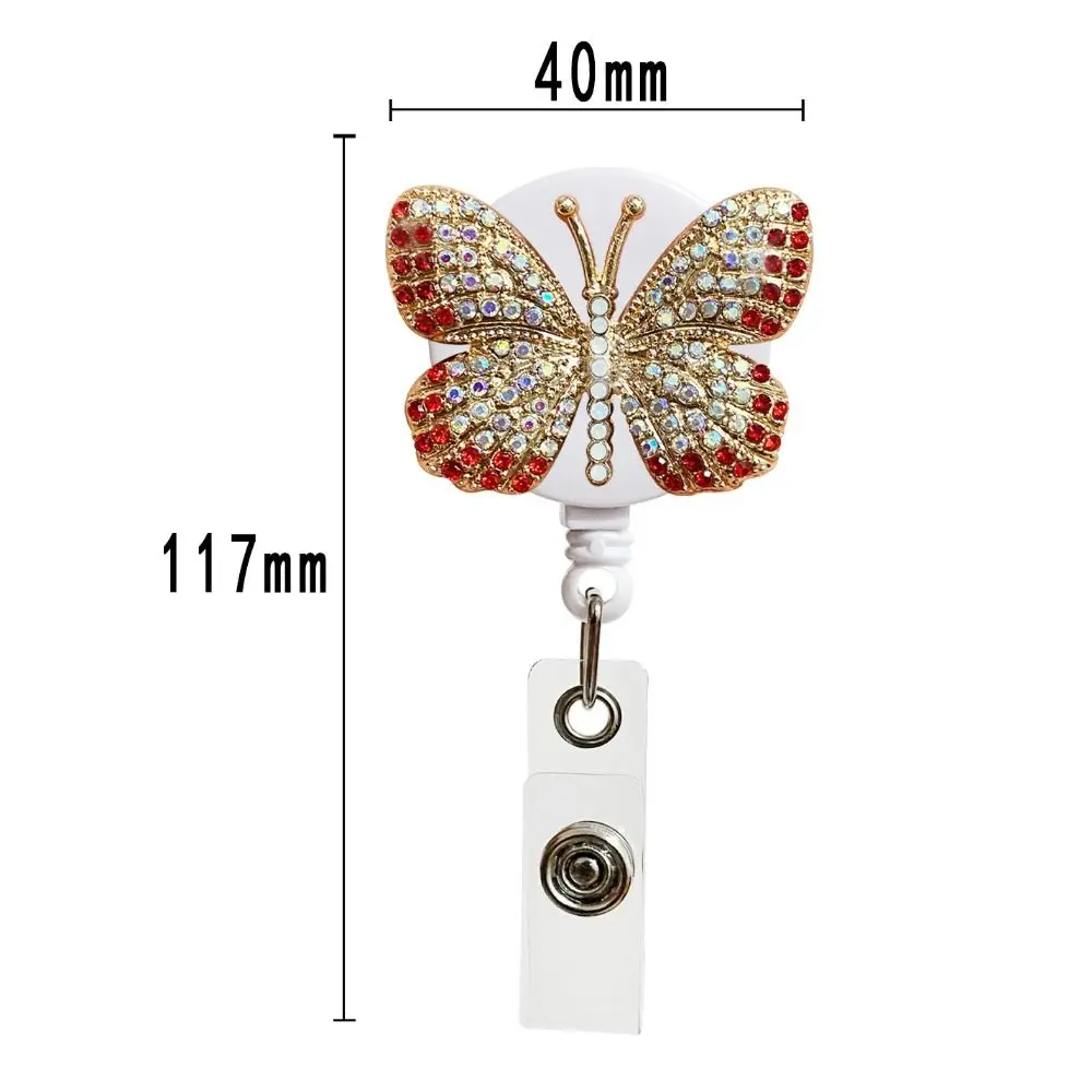 New ABS Badge Reel Clip Rhinestone Anti Lost ID Badge Holder Business Card Accessories Rotate Name Card Parts