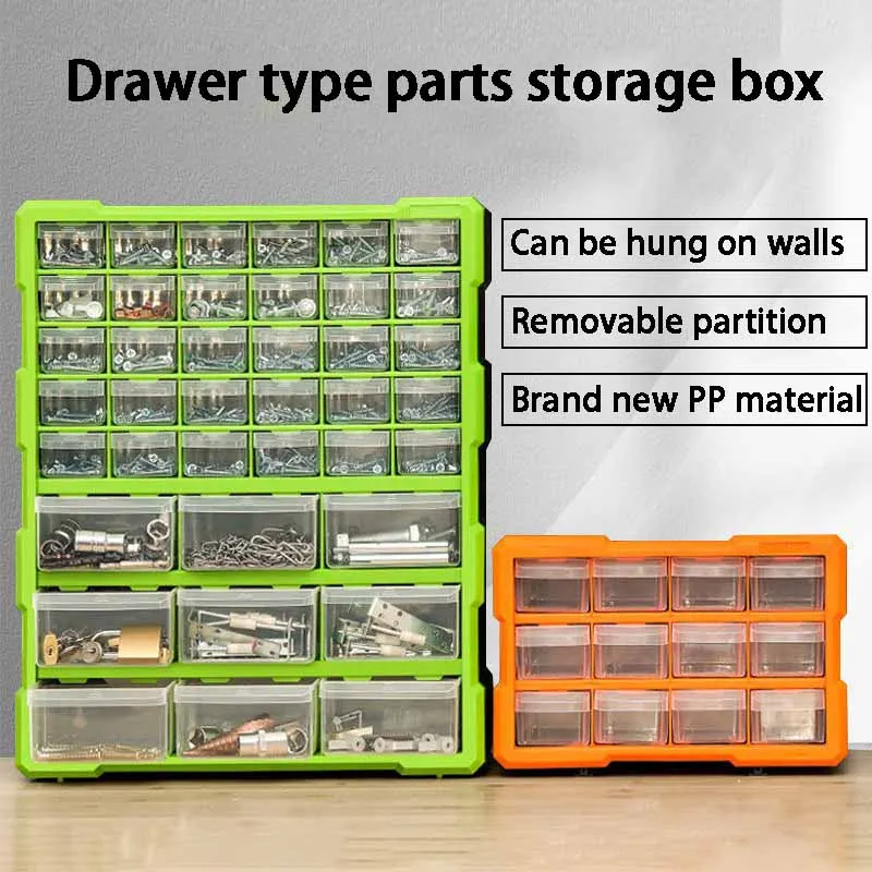 Large Capacity Tool Case Screw Small Accessories Storage Box Multi Grid Cabinet Drawer Type Hardware Tools Organizer Boxes