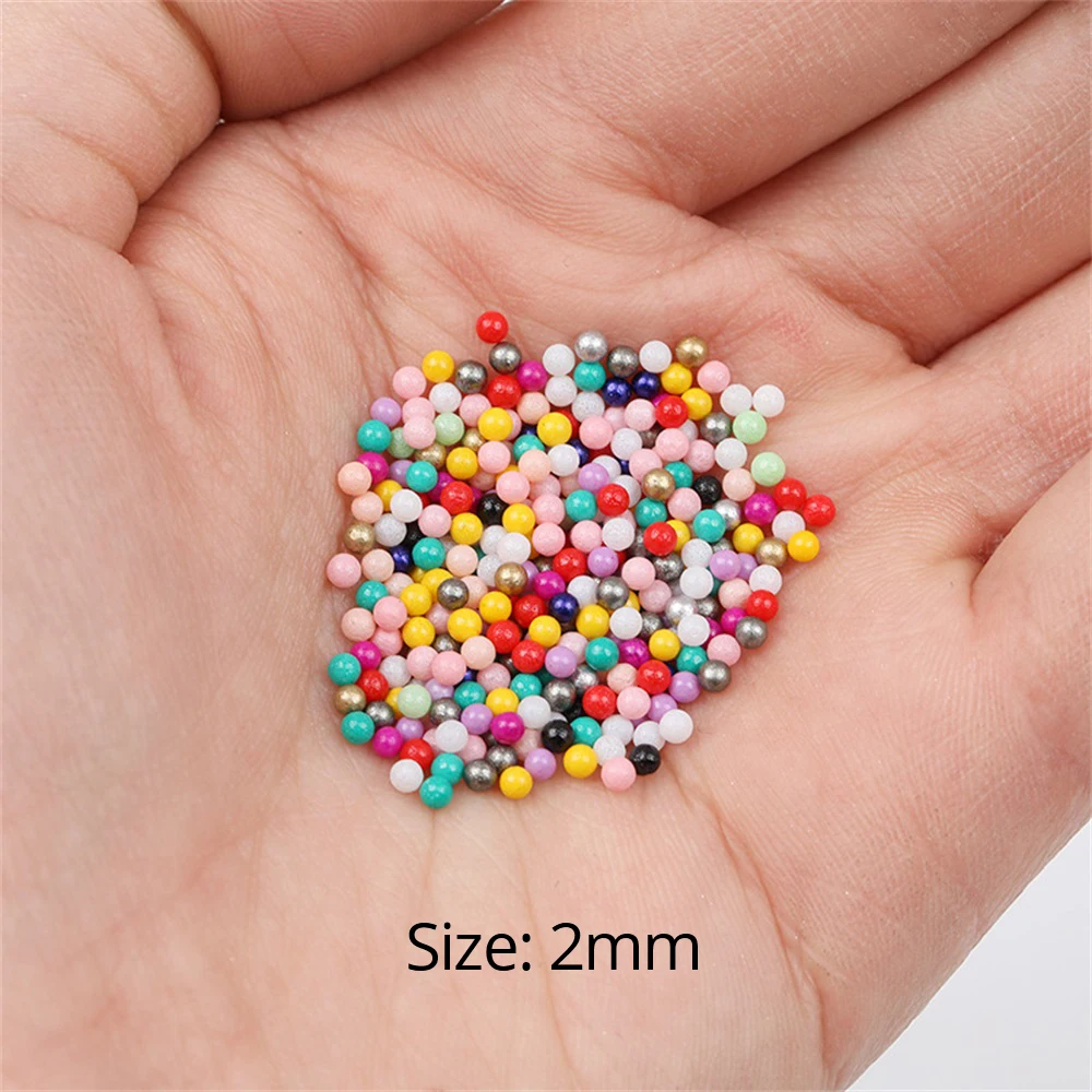 450g/bag 2mm Small Round Beads Filler Loose Beads Accessories Non Porous Solid Glass Rice Beads Color Baking Paint Micro Beads