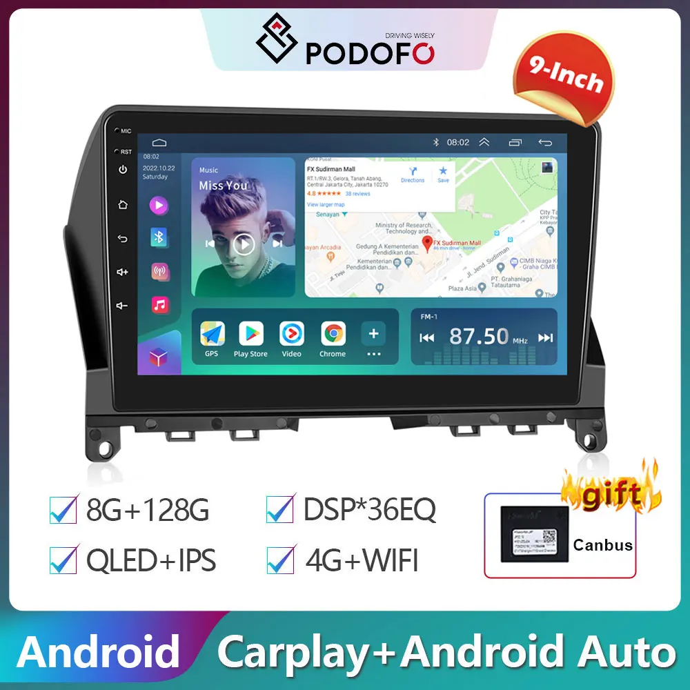 Podofo Android Carplay 2 Din 9'' Car Radio For Mercedes Benz W204 2006-2011 Viano Vito Radio GPS Navi RDS Car Radio Stereo