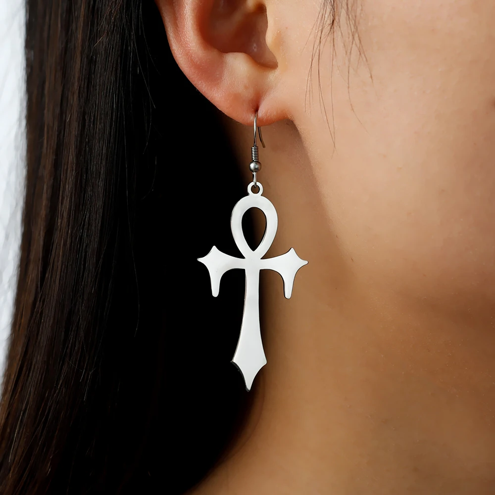 Dawapara alte ägyptische Symbol Ohrringe Auge von Horus und Ankh Kreuz Hieroglyphen Ideograph Schutz Amulett Edelstahl – Detail 17