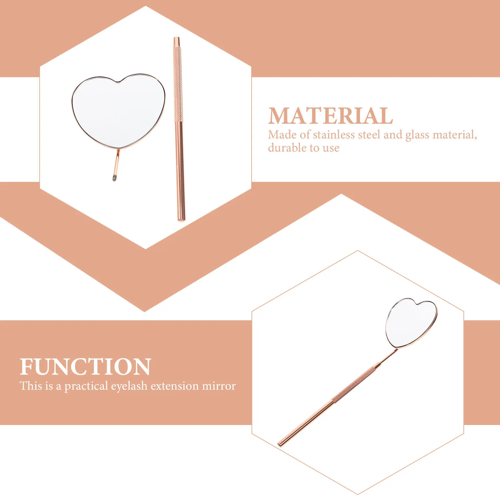 

Зеркало для наращивания ресниц в форме сердца, из нержавеющей стали, ручное, с прозрачным стеклом, портативный инструмент для макияжа для мастеров по наращиванию ресниц