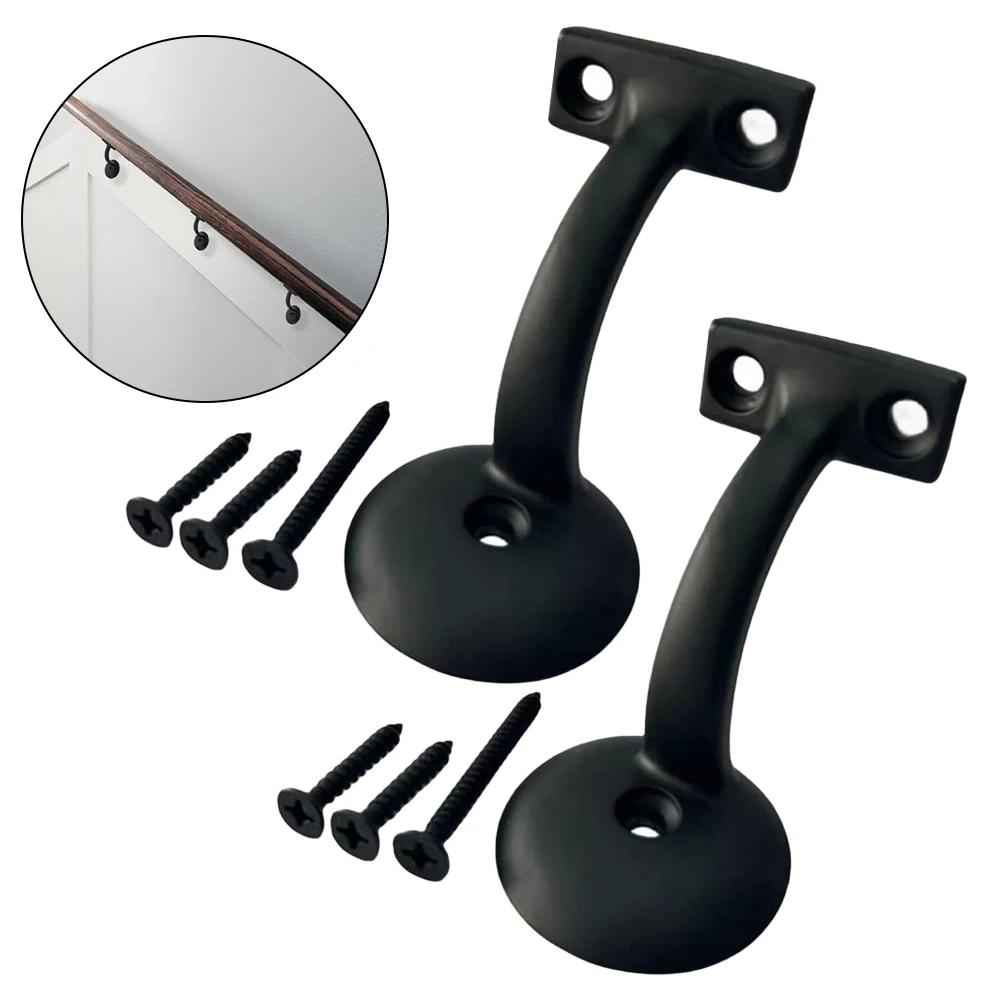 2 Pcs Stair Handrail Bracket Matte Black Wall Support Stair Handrail Bracket Balustrade Staircase Handrail Bracket Hardware