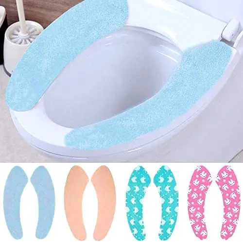 

4 Pairs of Soft and Warm Toilet Seat Cover, Can Clean and Reuse Toilet Pads, Suitable for Toilet Rings of Different Shapes