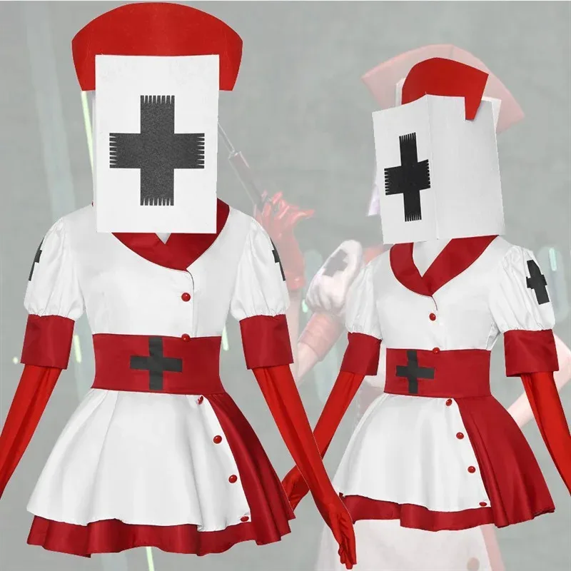 لعبة الظلام ريبر ممرضة الخداع الكبار النساء تأثيري فستان مُصمم حسب الطلب مثير قبعة قفازات الجوارب الرعب هالوين كرنفال البدلة وتتسابق