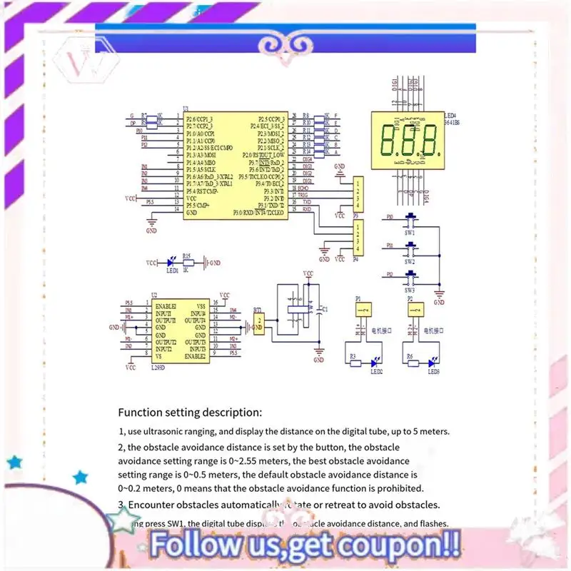 

Durable DIY Ultrasonic Ranging And Obstacle Avoidance Car Welding Kit Microcontroller Smart Car Programming Practice Durable Eas