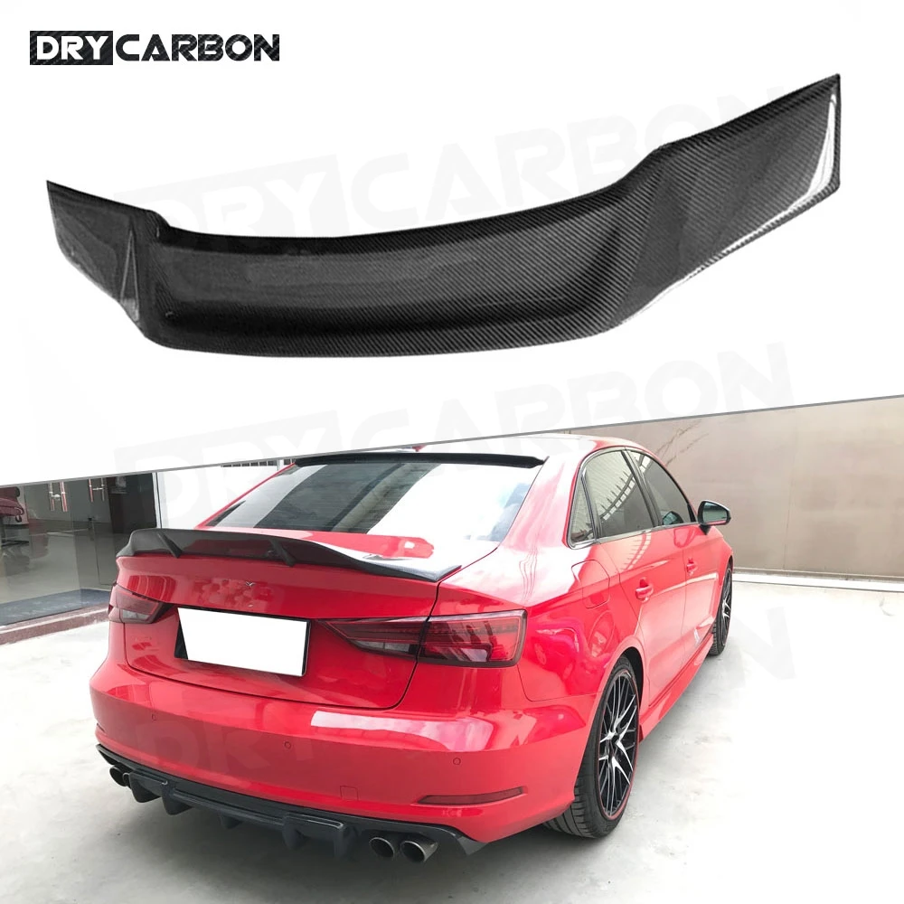 

Carbon Fiber Rear Spoiler for Audi A3 Sline S3 Sedan 4 Door 2014-2018 R Style FRP Boot Duck Lip Wings Car Styling Body Kits