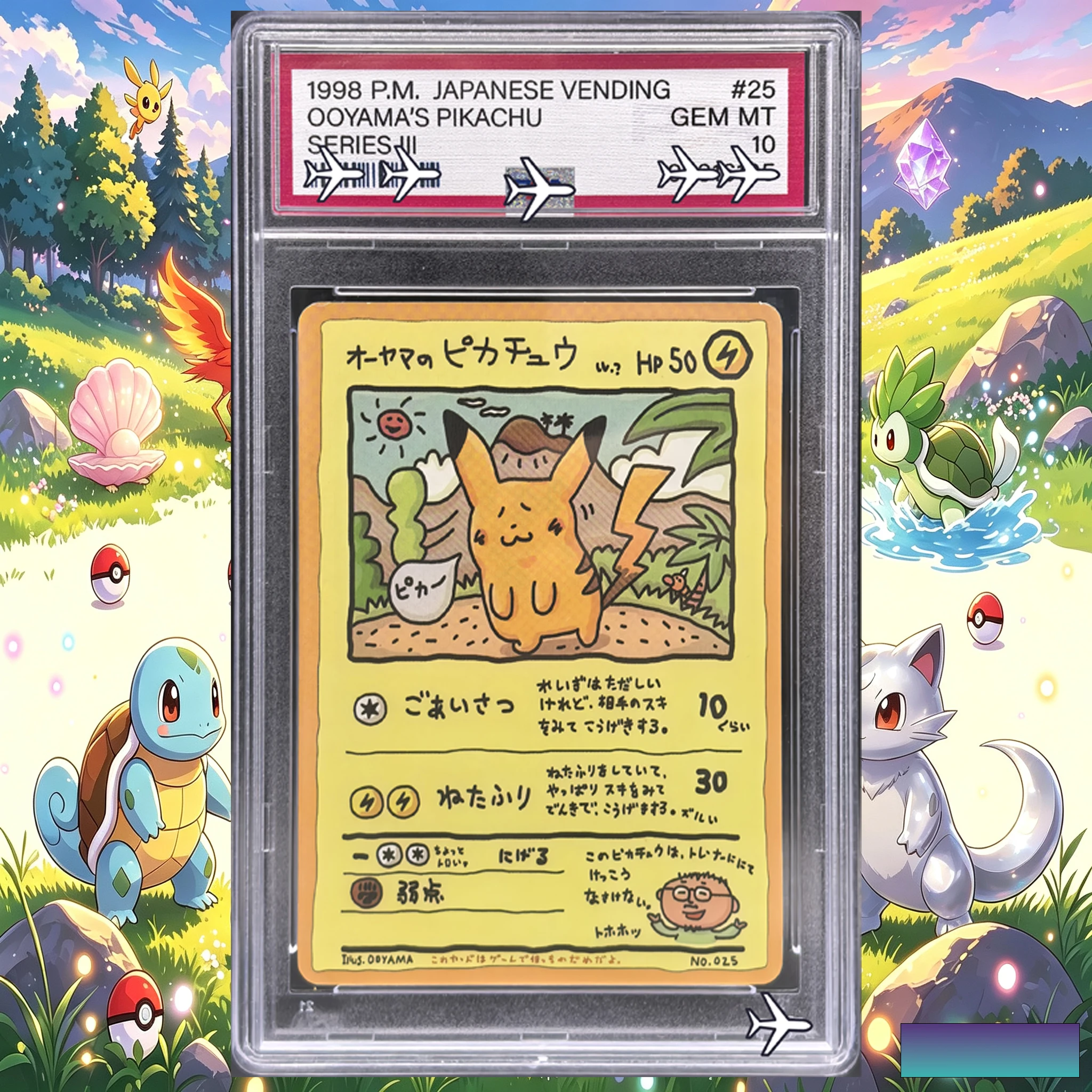 DIY Rating Card TCG Collection 1998 Ooyama's Pikachu Series III Custom Art Card-Vending Machine Pokemon Replica Collection