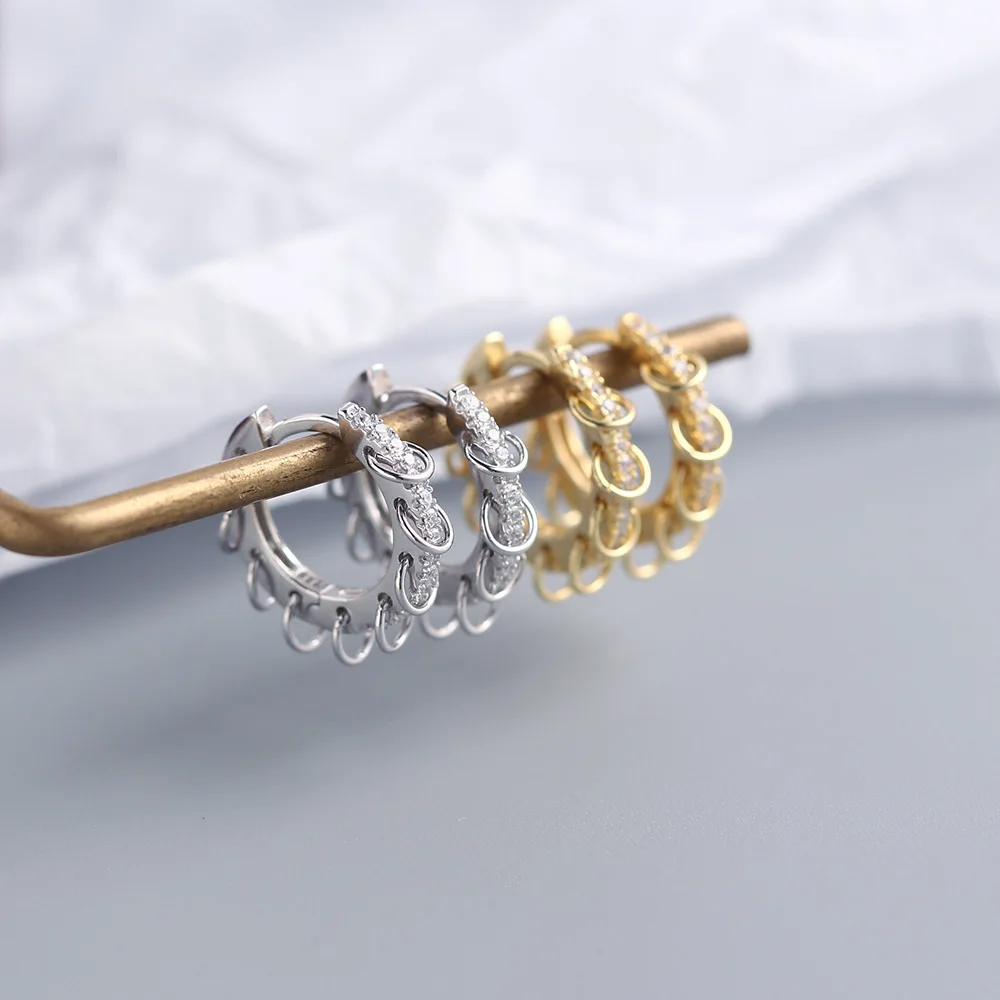 ANENJERY CZ Zirkon Kreis Creolen für Frauen Männer Punk Trendy Party Zubehör Mode Schmuck Geschenk – Detail 2