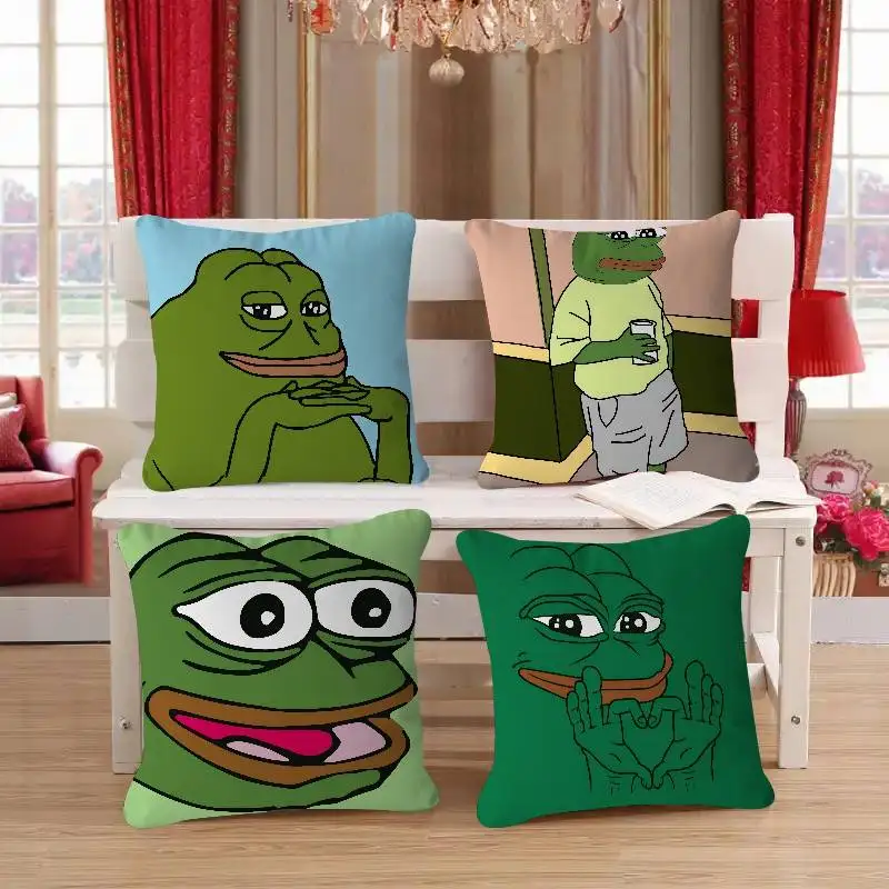 

P-Pepe The F-Frog Funny Cartoon Pillowcase Toon Gift Cushion Cover Bedroom Home Sofa Chair Seat Decor Pillow Case