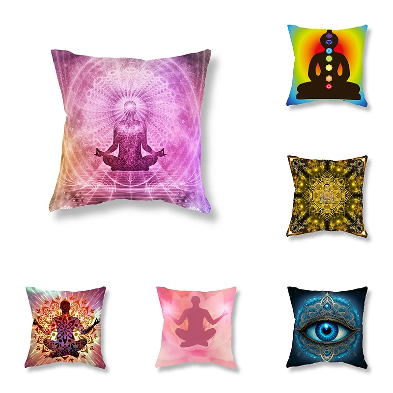 

Meditation Buddha Pillowcase Sofa Decoration Room Bedside Office Game Chair Cushion Cover Home Decor Pillowcase 45x45cm