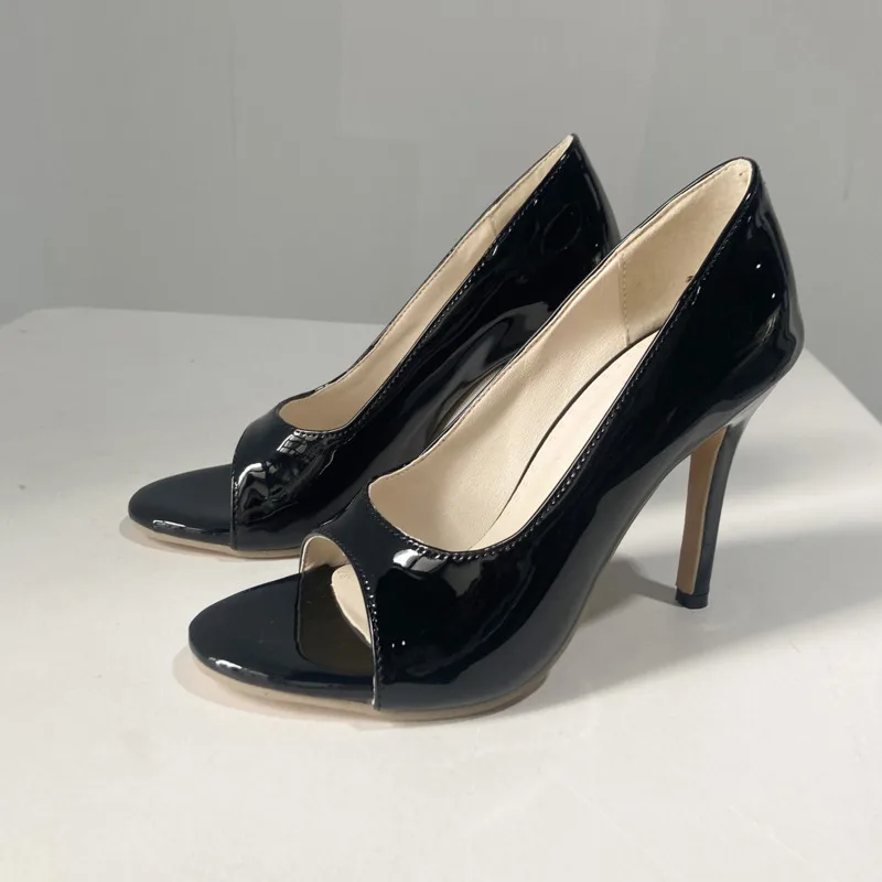 Nowe czarne sandały damskie 2021 letnie buty na wysokim obcasie Peep Toe Slip-on duże rozmiary damskie buty Casual Office Sandalia Feminina