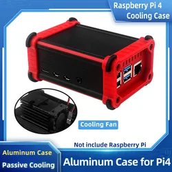 Raspberry Pi 4 Aluminum Case Passive & Active with Cooling Fan Heatsinks Vent Hole Anti Falling Metal Box Shell for Pi 4