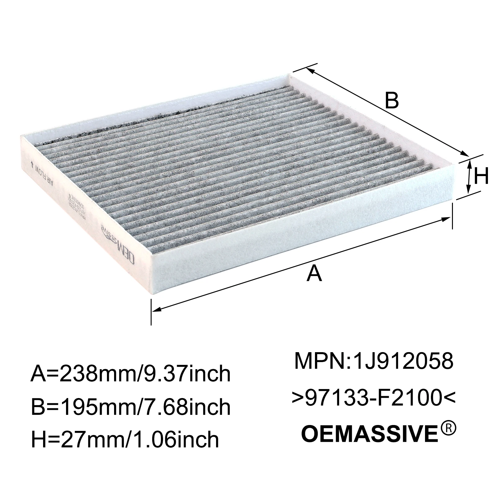 Car Accessories Activated Carbon Cabin Air Filter 97133-F2100 For Hyundai Ioniq Electric Kia Niro 2017 2018 2019 2020 2021 2022