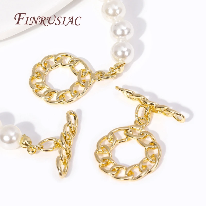 5 Types 18K Gold Plated Brass Round O Toggle Clasps, Dainty Necklace/Bracelet Connect Clasps For DIY Jewelry making Supplies