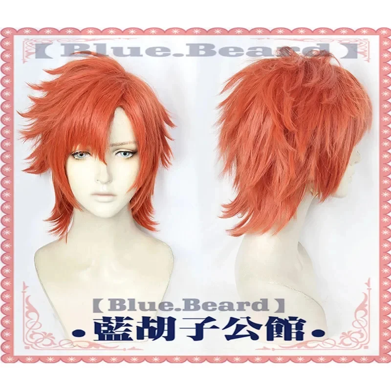 A;3,v;7' Nuevo Peluca de Cosplay de Fire Emblem Three Houses Sylvain Jose Gautier Corta Naranja Roja con Raya Lateral para Halloween y Juego de Rol x;4,v;7,h/