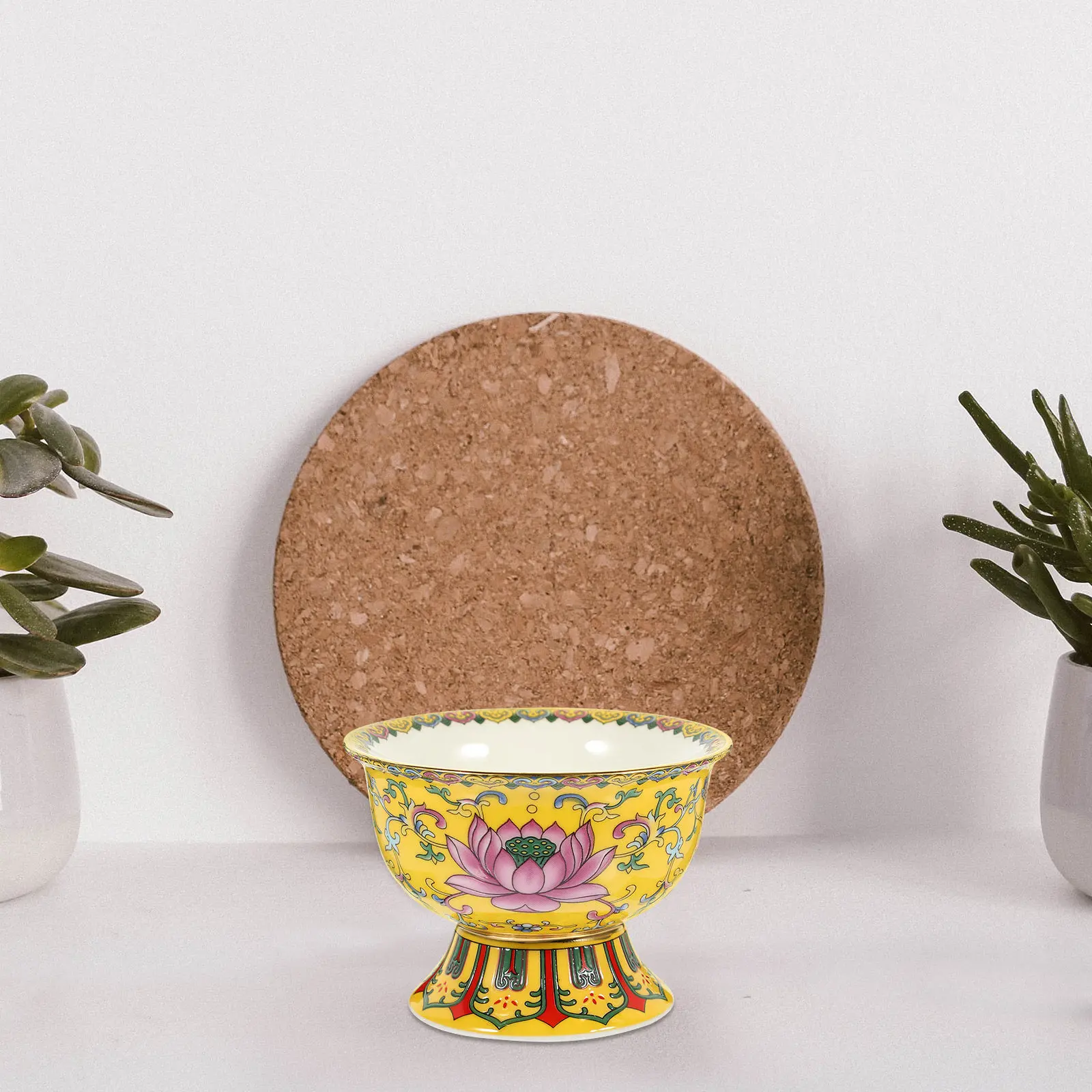 Cocktail Decorative Bowl Ceramic Craft Worship Buddha Chinese Style Palace Tibetan Alar Supplies Meditation Altar Bowls Burning