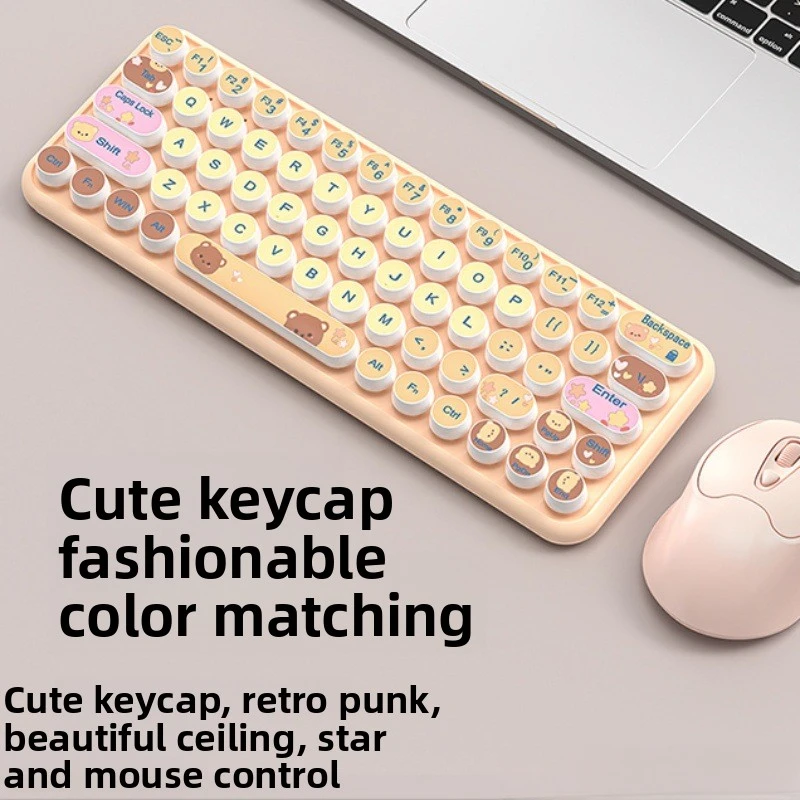 Ergonomic 2.4G Wireless Keyboard Mouse Combo 65 Keys Gradient Color