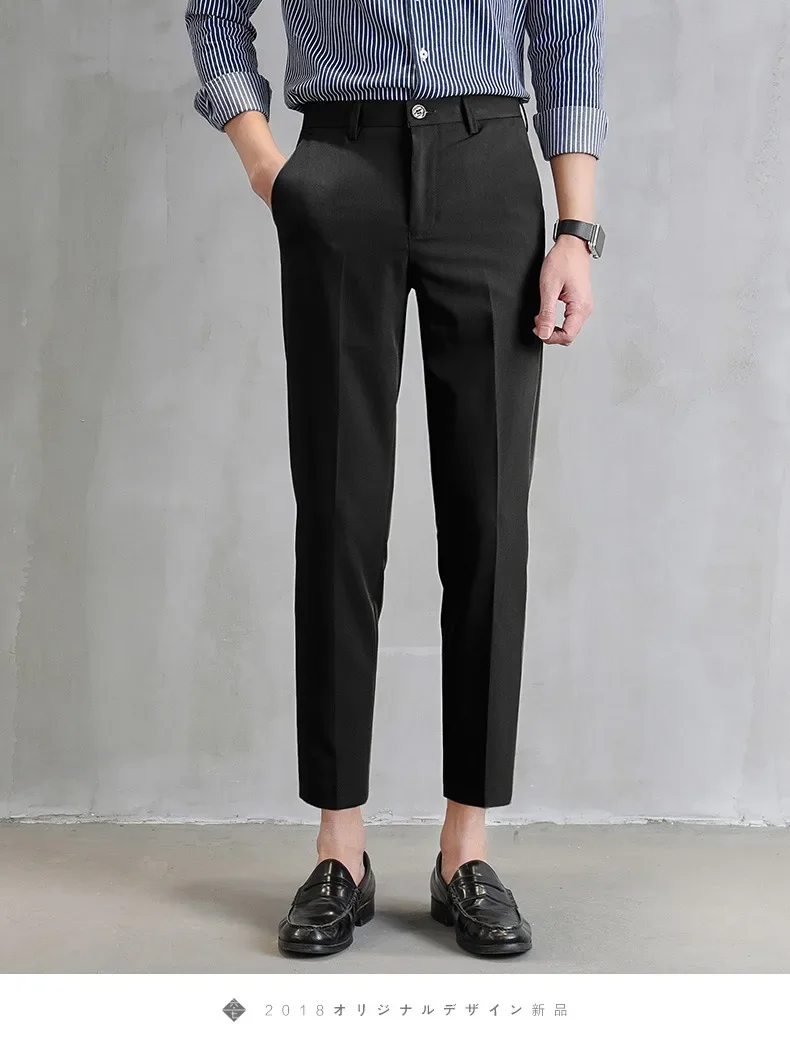 

Корейские модные мужские брюки, летние дышащие мужские костюмные брюки, деловые повседневные брюки, мужские брюки, мужская одежда Y2k