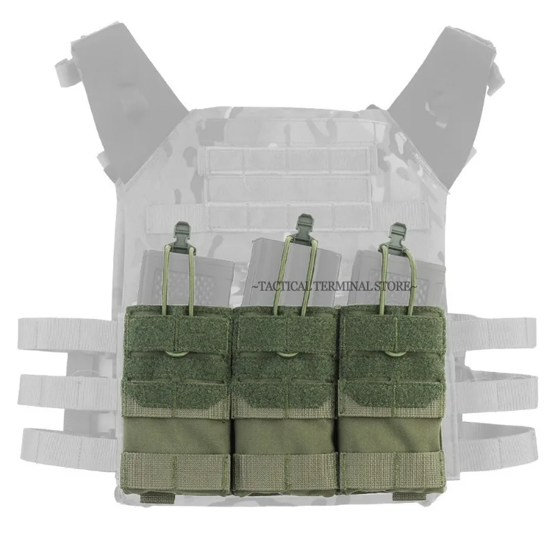 

5.56 M4 Triple Magazine Pouch M16 AG MOLLE Mag Pouch Elastic Rope Holder Tactical Airsoft Vest K Type Plate Carrier Front Panel