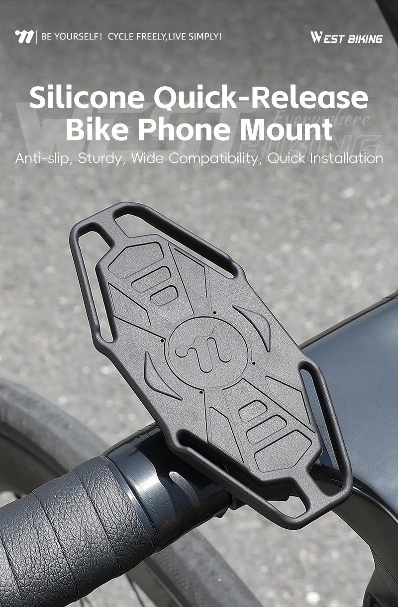 WEST BIKING Fahrrad-Handyhalterung aus Silikon mit Schnellverschluss, Rutschfester Lenkerhalter für Radfahren, Navigation, Motorradfahrten, Universell – Detail 1