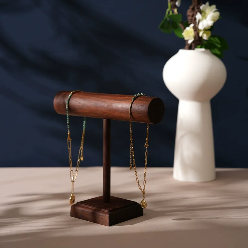 Walnut Bracelet Display Stand - High-End Vintage Jewelry Display and Storage Rack for Bracelets, Bangles, and Accessories
