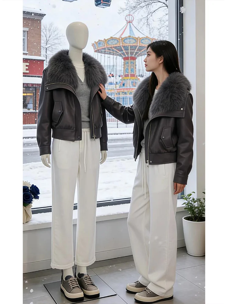 

ay Retro ort down Cotton Jaet Women's Thiened Large Fur Collar Winter Warm Outerwear Korean Sle Loose Fit Coat