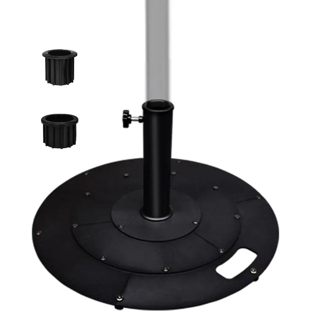 

21 Metal Umbrella Base with 2 Adapters for 1-¼ or 1-½ Poles, Heavy Duty Outdoor Stand for Patio Umbrellas, Black