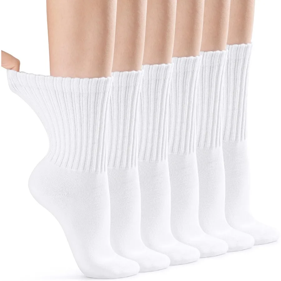 

Белые женские носки Crew: 6 пар хлопковых повседневных носков до середины икры, идеально подходящих для повседневного ношения. Удобные и дышащие. Идеально подходят для Sch.
