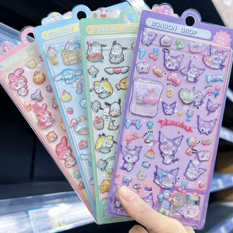 

Kuromi Originality 3d Relief Sticker Waterproof Lovable Decorative Stickers Cartoon Crystal Toys Sticker DIY Phone Case Notebook