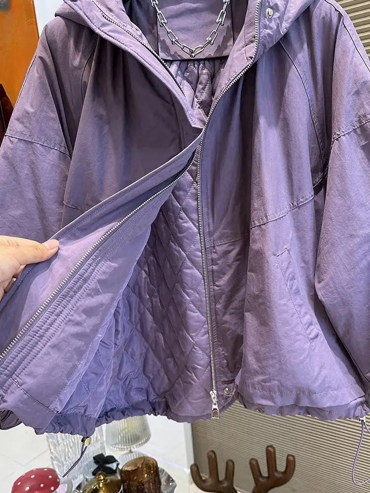 가을과 겨울 따뜻한 패션 하라주쿠 솜 패딩 후드 재킷 여성 루즈 캐주얼 코트 솔리드 컬러 패딩 재킷