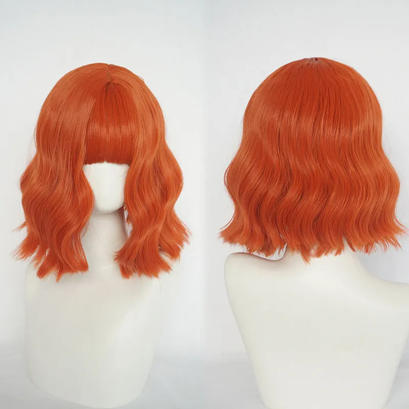 

Wig female orange dirty orange orange egg roll head short curly hair air bangs fluffy wig cover European and American