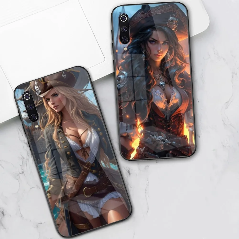 Pirate Sexy Lady Mobile Cell Phone Case for Xiaomi 13 12 11T 10 9 Lite Redmi Note 12 11 10 10S Pro 9 9A 8 PC Glass Cover Funda