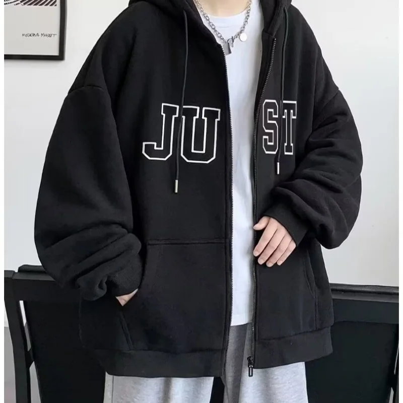 

Cardigan hooded sweatshirt jacket for boys, autumn new style, loose and trendy zipper hoodie top jacket