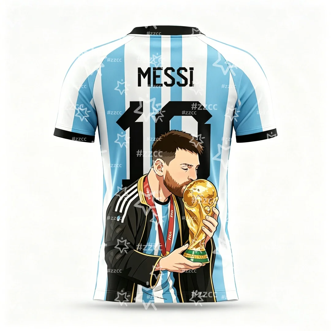 25-26 Messi No.10 Football Jersey Training Kit Argentine Fans Gift Summer Sports Men's T-Shirt Kid's Clothing cycling jersey ﻿ view 3