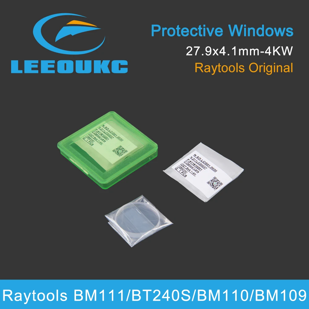 LEEOUKC 10Pcs/Lot Raytools Fiber Laser Protection Windows Lens 27.9x4.1 1064nm 211LCG0037 24.9x1.5mm 211LCG0020 For BM111/BT240S