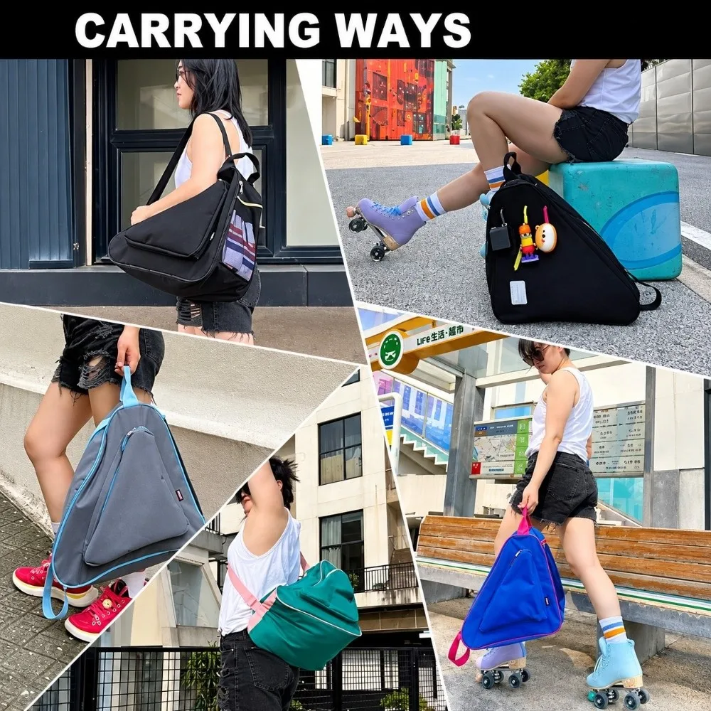 Name Card Waterproof Roller Skate Bag Durable Portable Ice Skate Bag Triangular Large Capacity Skate Carrying Case Ice Skating