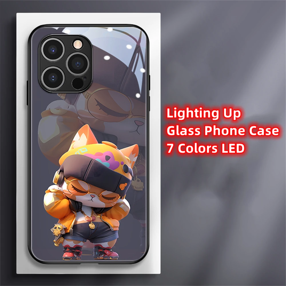 

Cute 3D Cat Voice Sensing LED Light Up Glowing Luminous Phone Case For Samsung S24 S23 S22 S21 S20 FE Note 20 Plus Ultra A54 A14