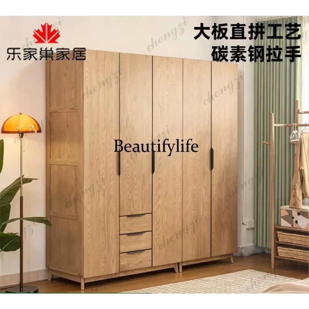 M183 North American ash wood four-door wardrobe swing door all solid wood bedroom storage large wardrobe