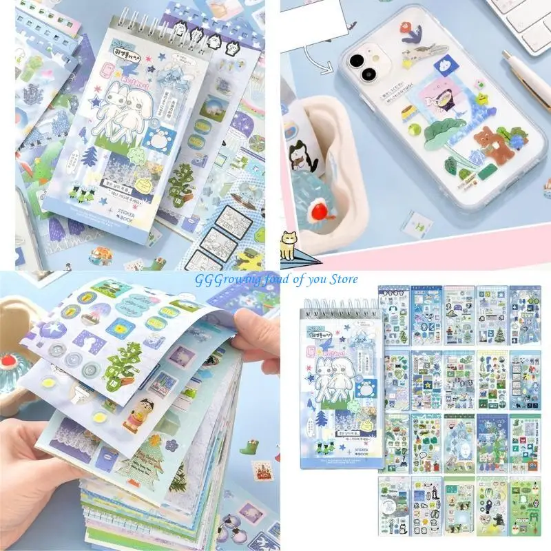 

H9EB Aesthetic Sticker Adhesive Note Pad 20Sheets/Pad Scrapbooking Sticker for Journal Notebook Planner Phone Album Phone
