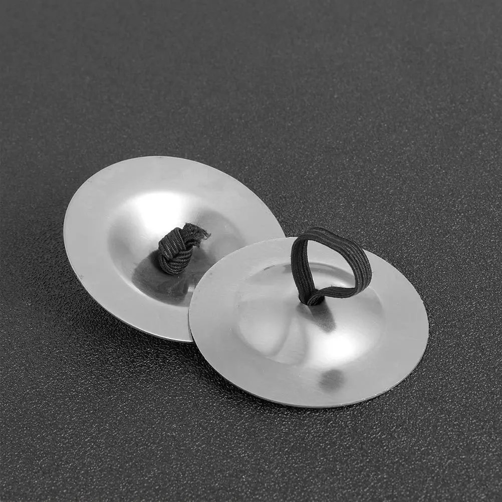 

2 Pcs Finger Cymbals Dance Musical Instrument Silver Instruments