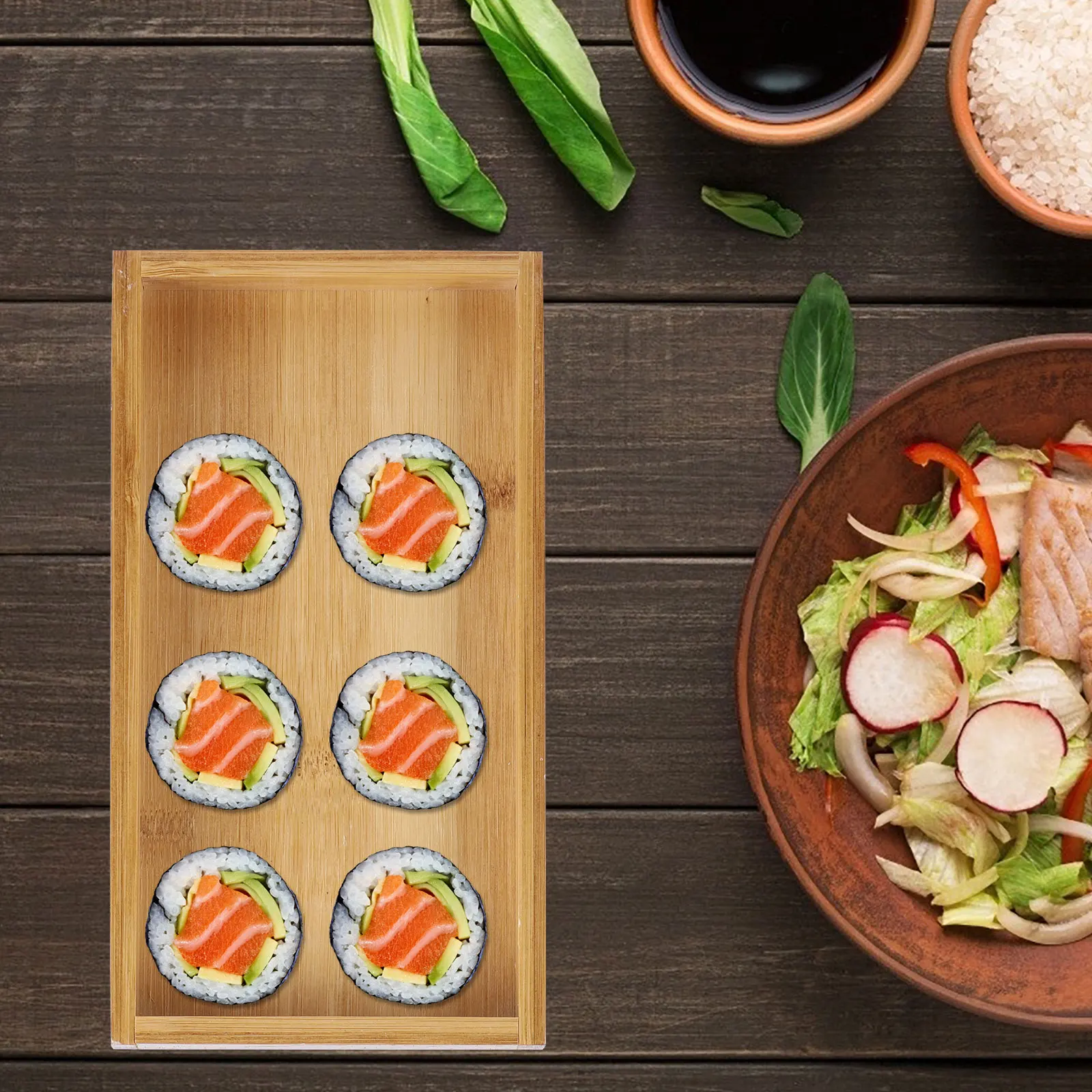 

1Pcs Bamboo Food Serving Tray Rectangular Khaki Practical Home Snack Tea Bread Tray Eco-Friendly Simple Design