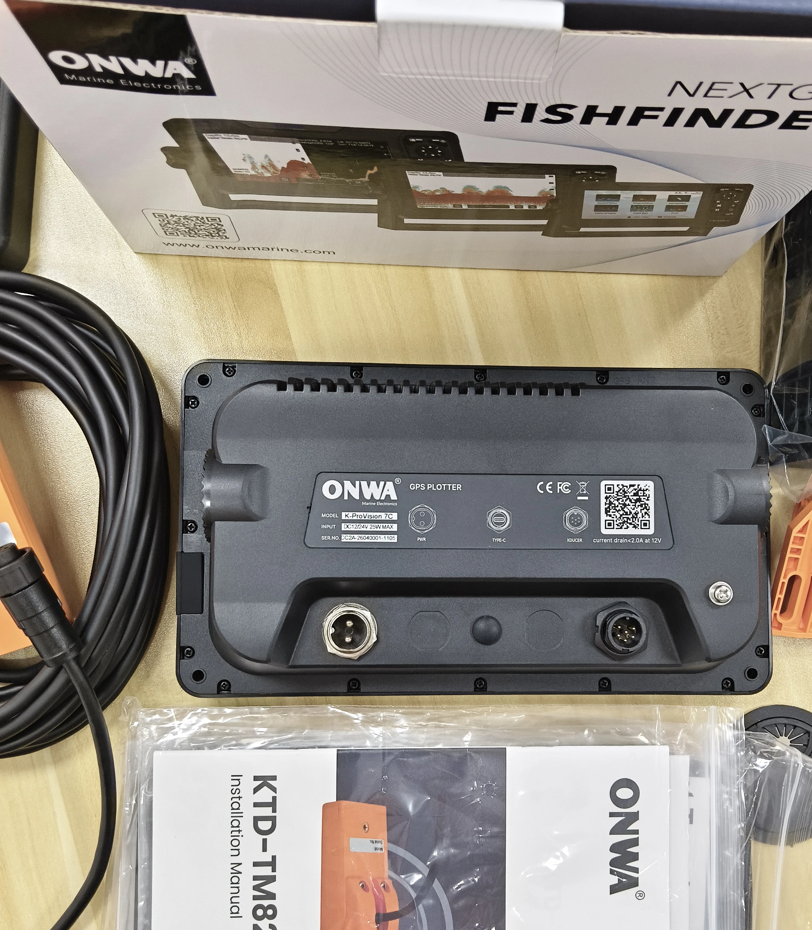 7-inch K-ProVision 7C GPS/CHIRP Fishfinder Touch Control Enhanced GPS/CHIRP Fishfinder with Transducer ONWA