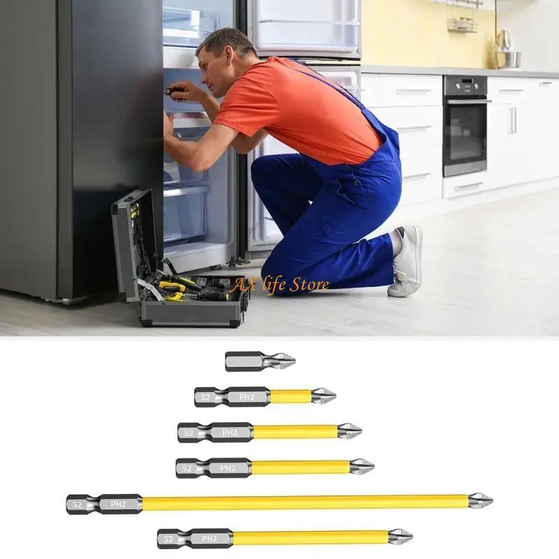 

J2HA 6Pcs Screwdriver Bit Set Crossing Driver Bit Set Impact Screwdriving