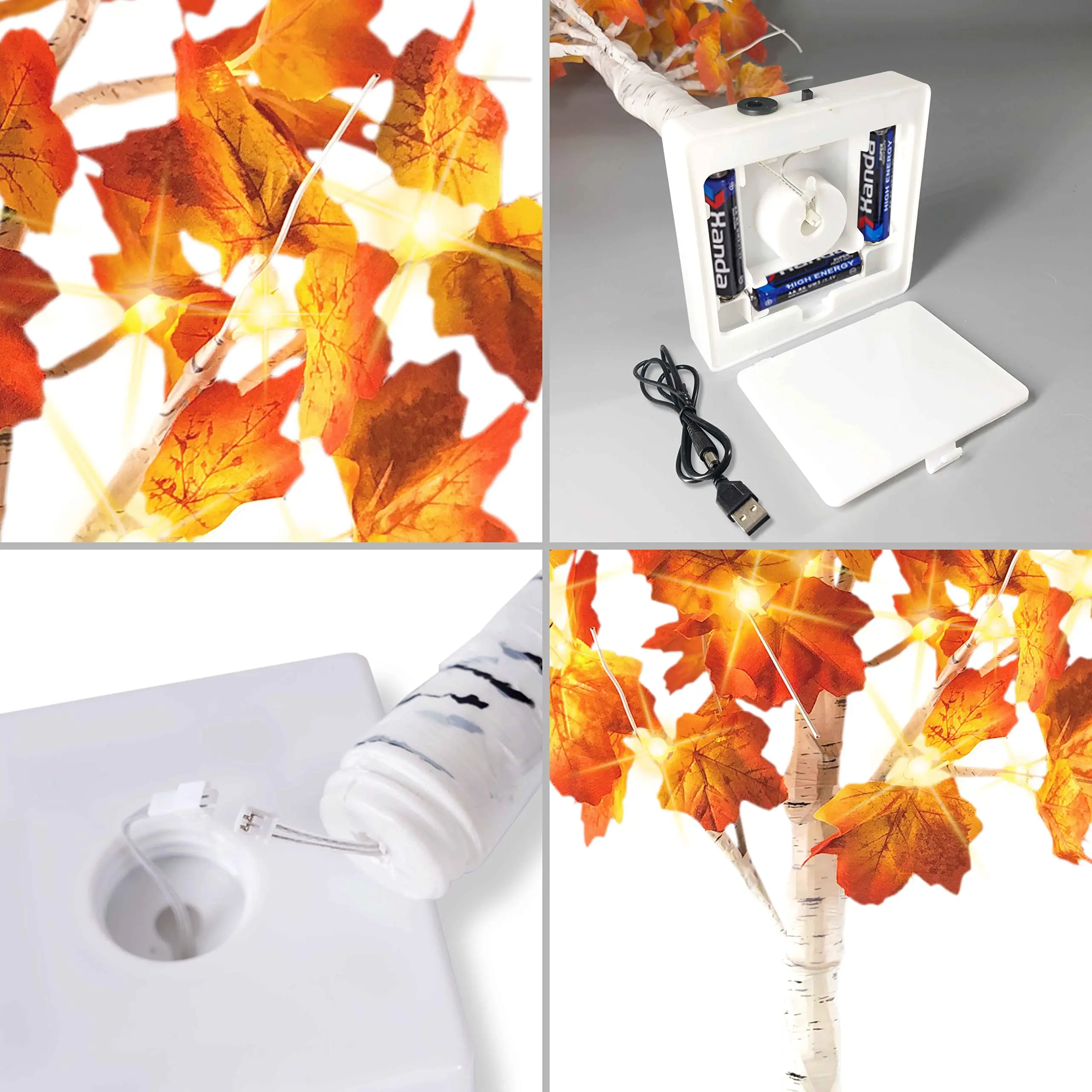 Christmas Decoration 20 Inch Fall Tree with Lights Warm White 24 LED Fall Tree Light with Maple Leaf Light for Fall Thanksgiving